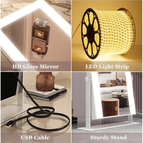 9"x11" Small Vanity Mirror with Lights Lighted Makeup Mirror B8 - Picture 7 of 13